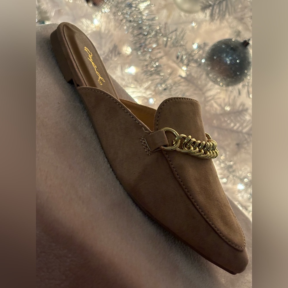 Warm taupe with gold buckle